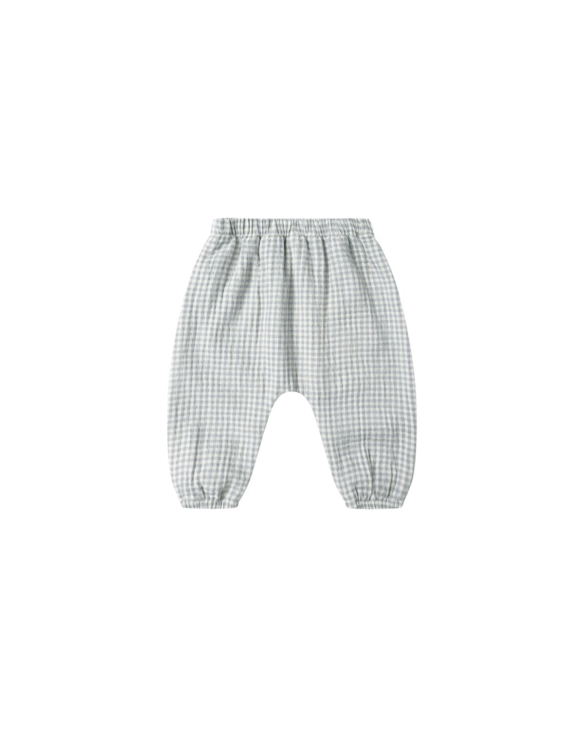 Woven Blue Gray Gingham Pant 0-3m