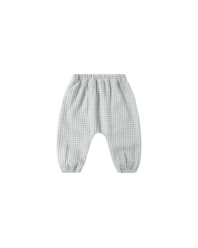 Woven Blue Gray Gingham Pant 0-3m