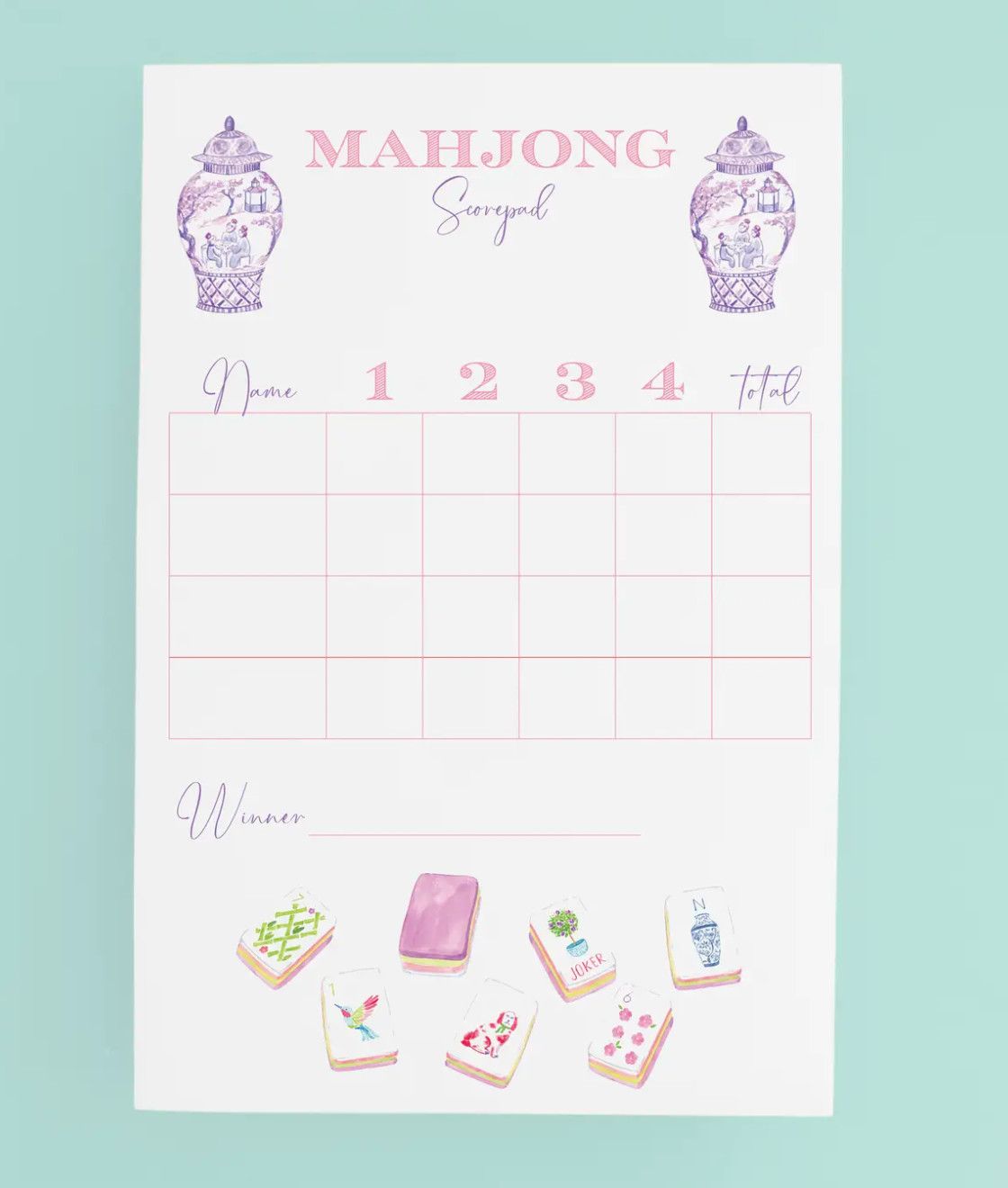 Mahjong Scorecard Pad