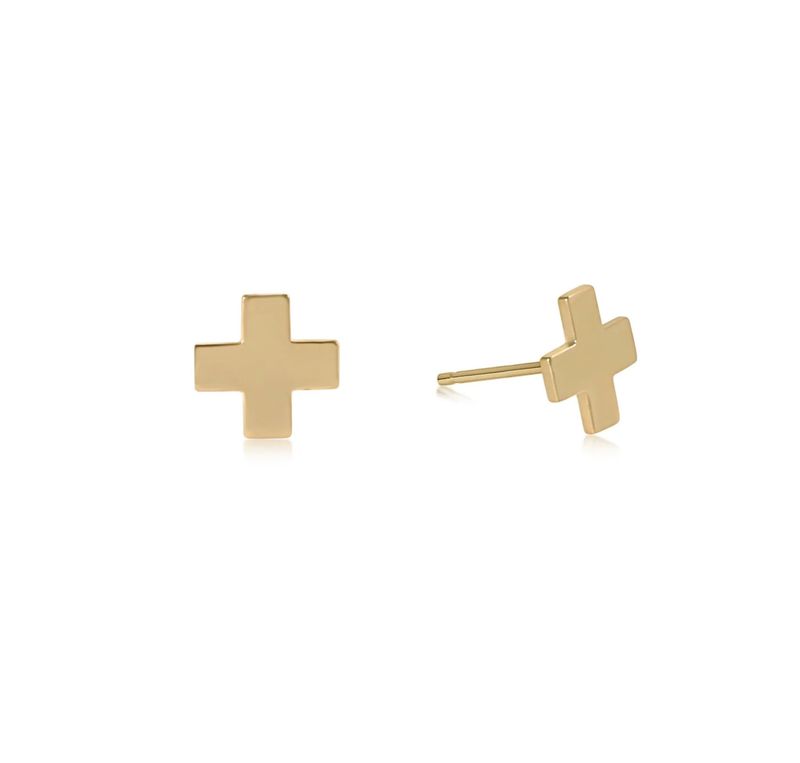 Signature Cross Small Gold Stud