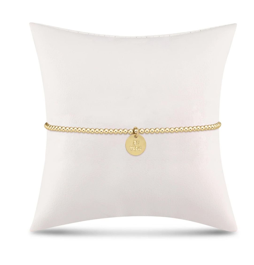 Classic Gold 2mm Bead Bracelet - Be You - Small Gold Disc