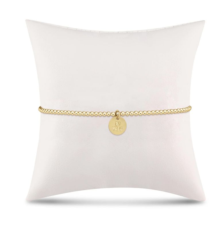 Classic Gold 2mm Bead Bracelet - Be You - Small Gold Disc