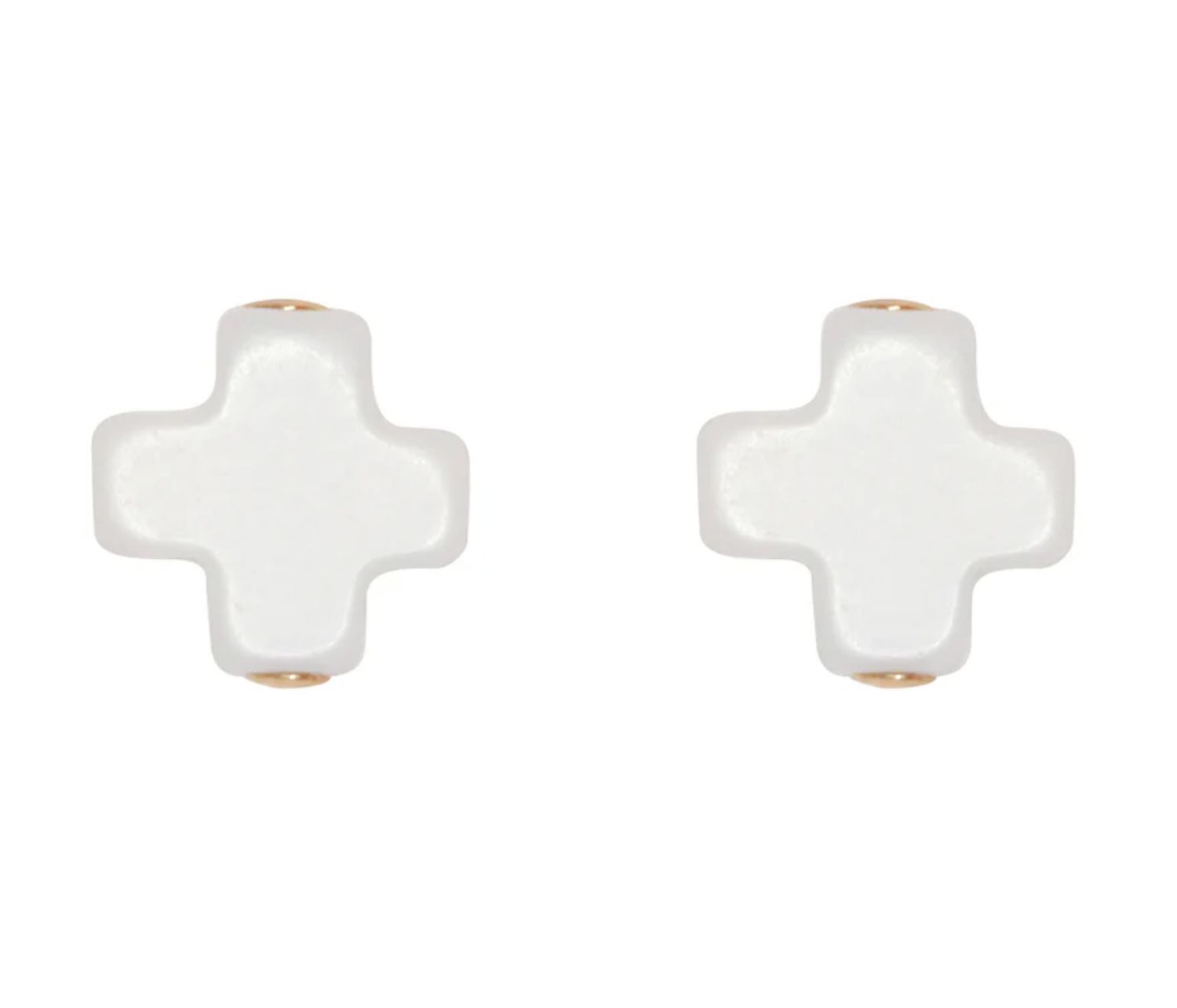 Signature Cross Small Stud- Off-White