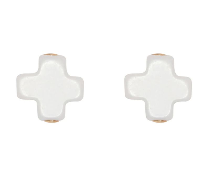 Signature Cross Small Stud- Off-White