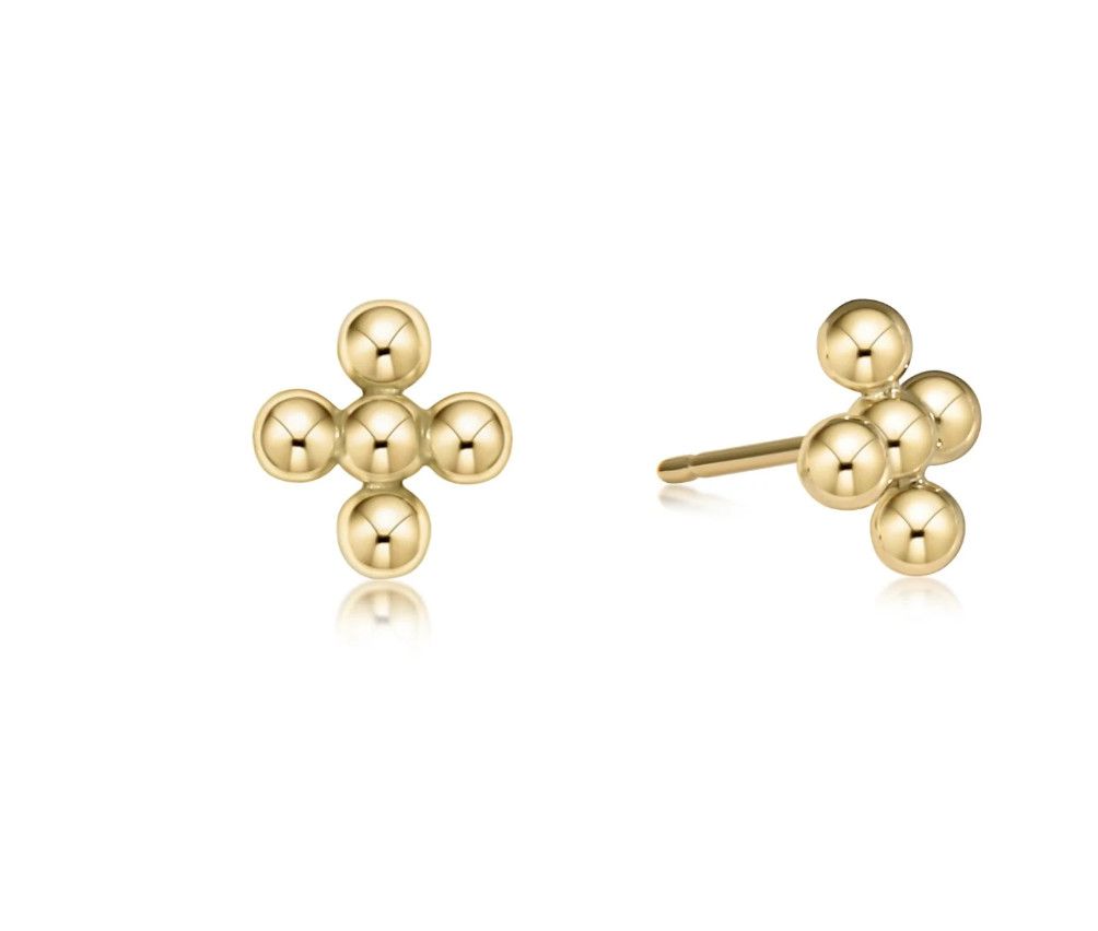 Classic Beaded Signature Gold Cross Studd- Small