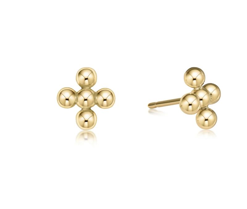 Classic Beaded Signature Gold Cross Studd- Small