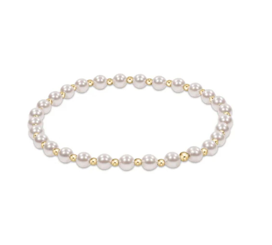 Classic Grateful Pattern 4mm Bead Bracelet- Pearl