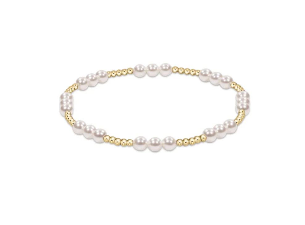 Classic Joy Pattern 4mm Bead Bracelet- Pearl