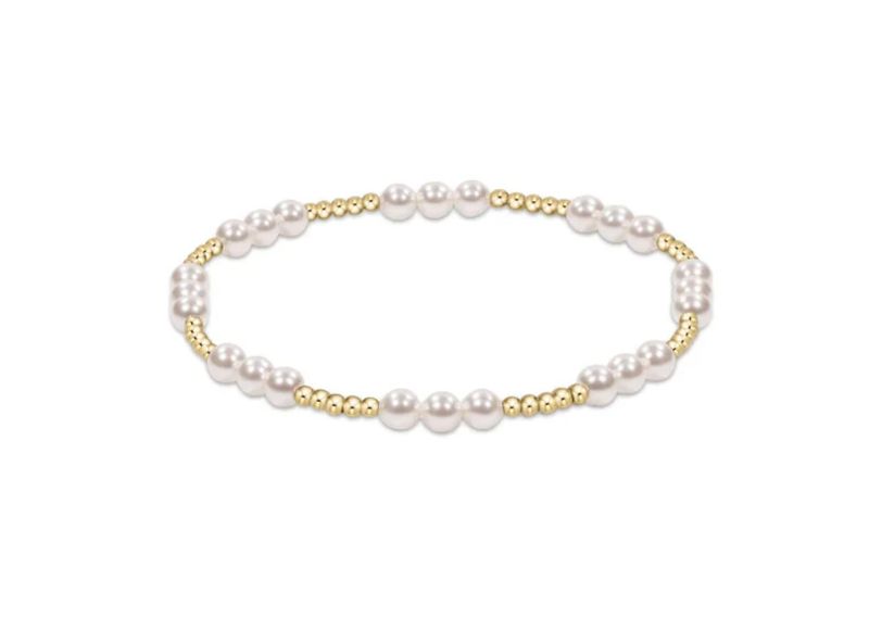 Classic Joy Pattern 4mm Bead Bracelet- Pearl