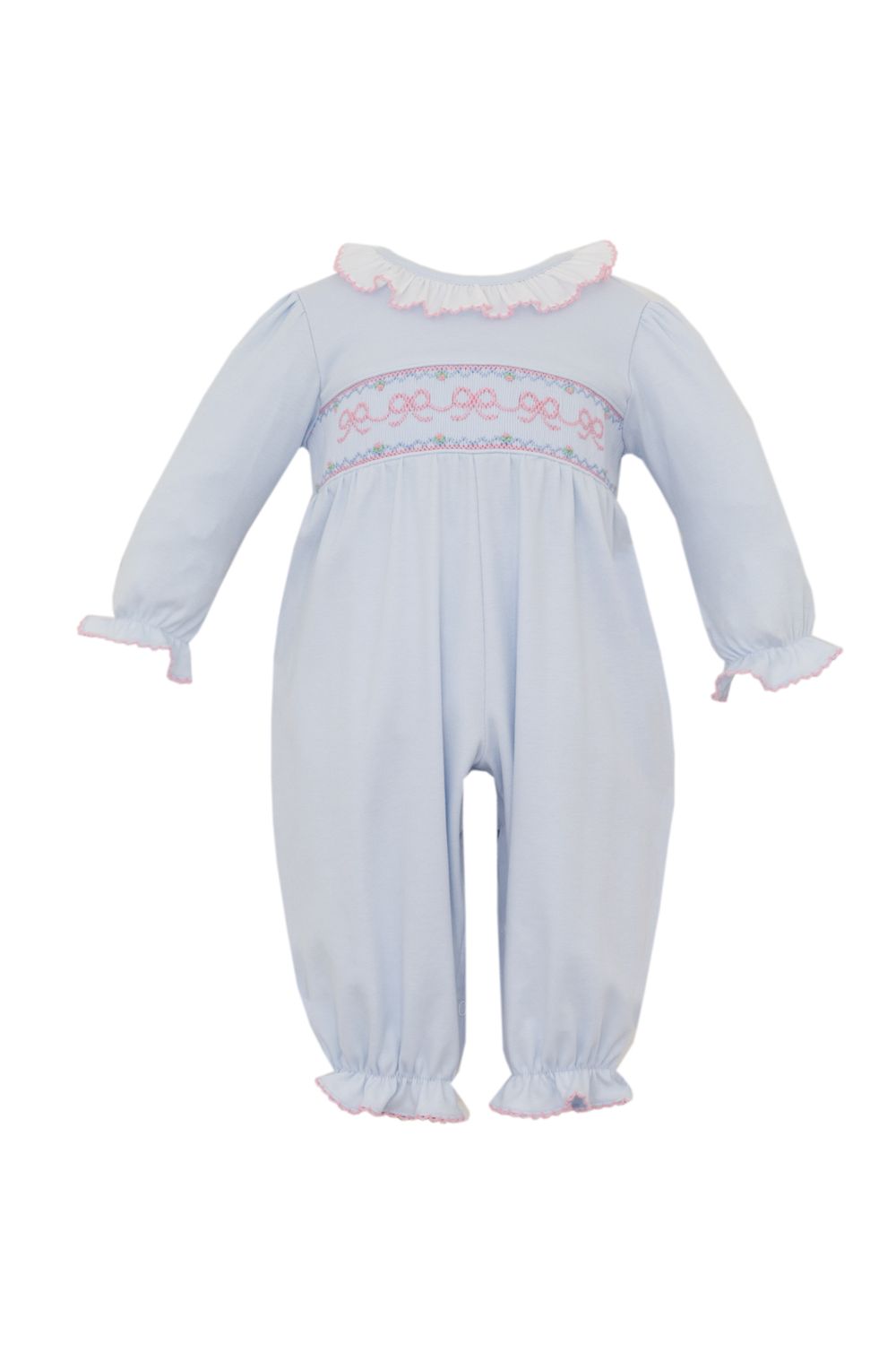 Blue Knit Bows Girl Long Jump