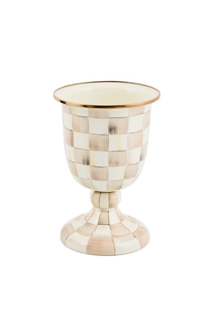 Mocha Check Pedistal Vase