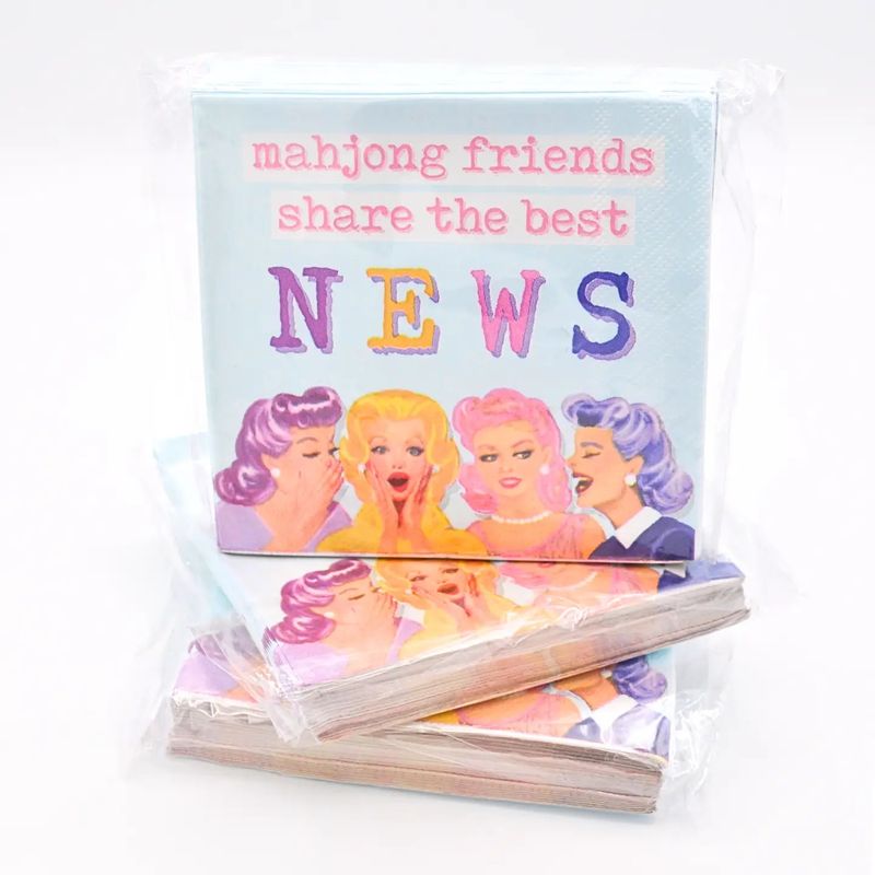 "Mahjong Friends Share The Best NEWS" Cocktail Napkins