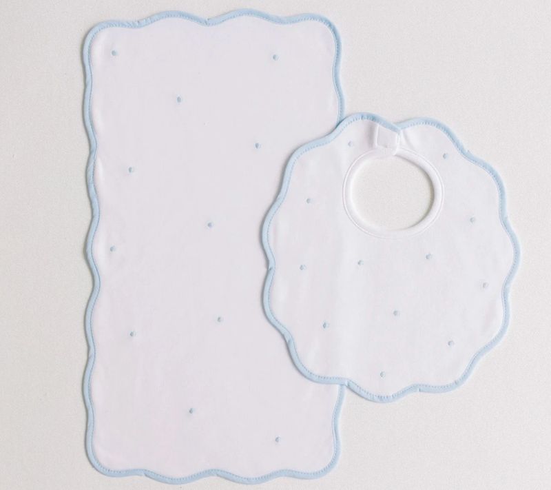 Bib and Burp Set- blue dots