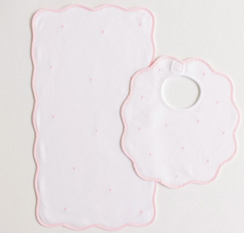 Bib and Burp Set- Pink Dots