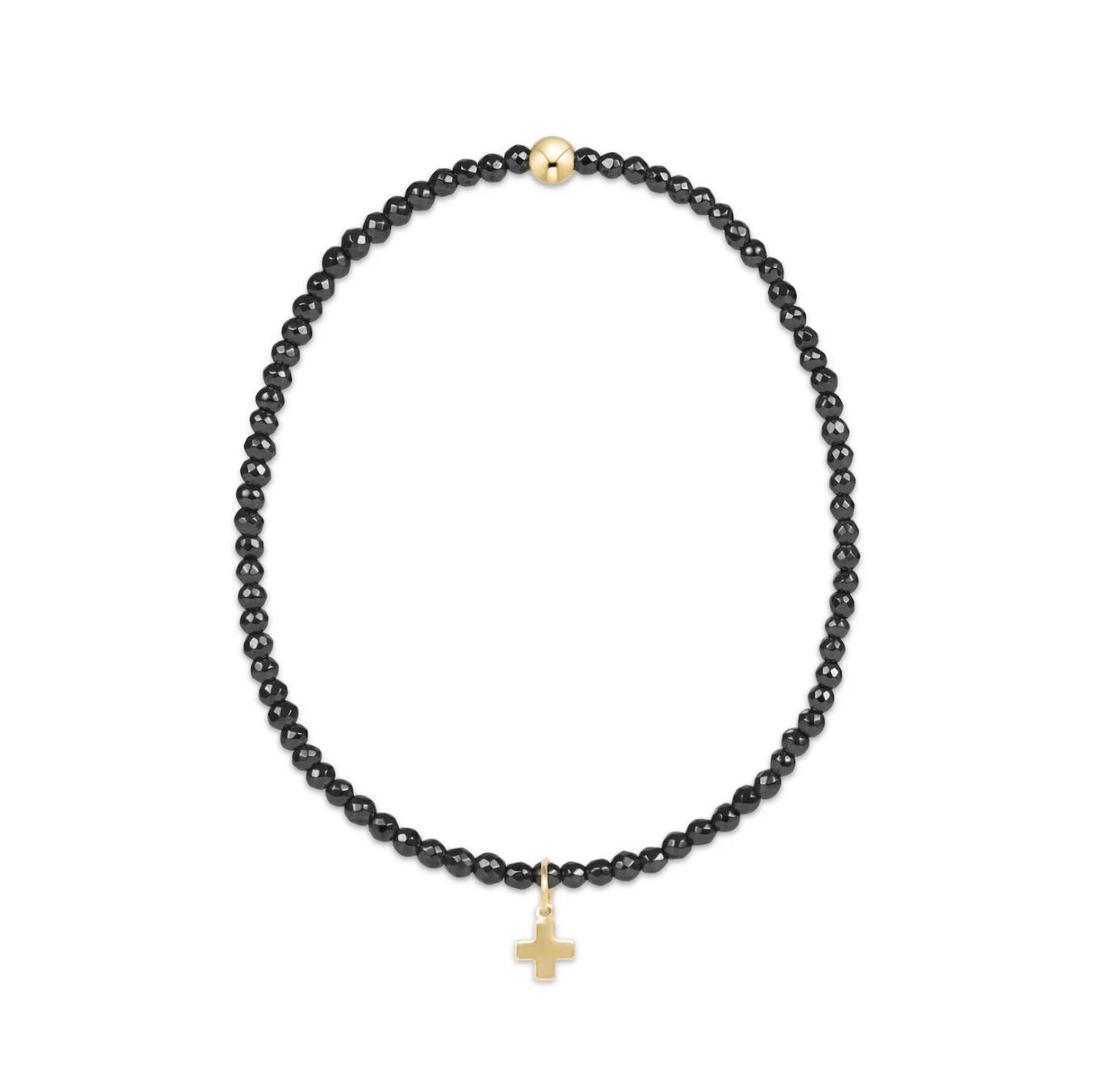 Faceted Hematite 2mm Sig Cross Charm
