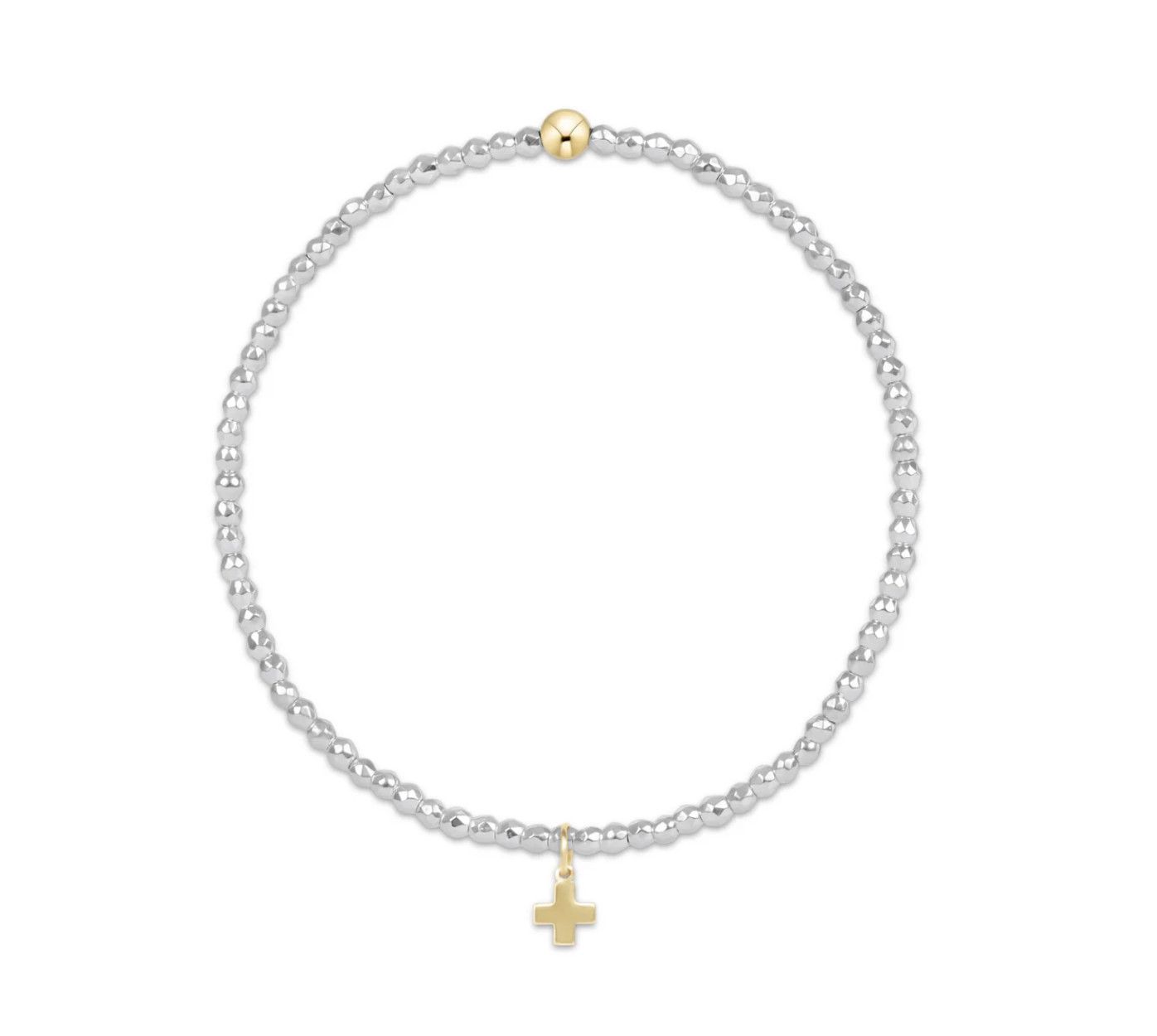 Bright Silver Faceted Hematite 2mm Sig Cross Charm