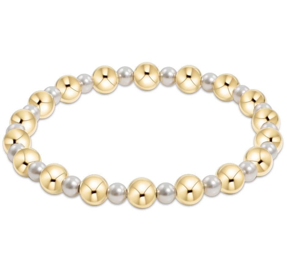 Extends Grateful 6mm Pearl Bead Bracelet - Pearl/Gold
