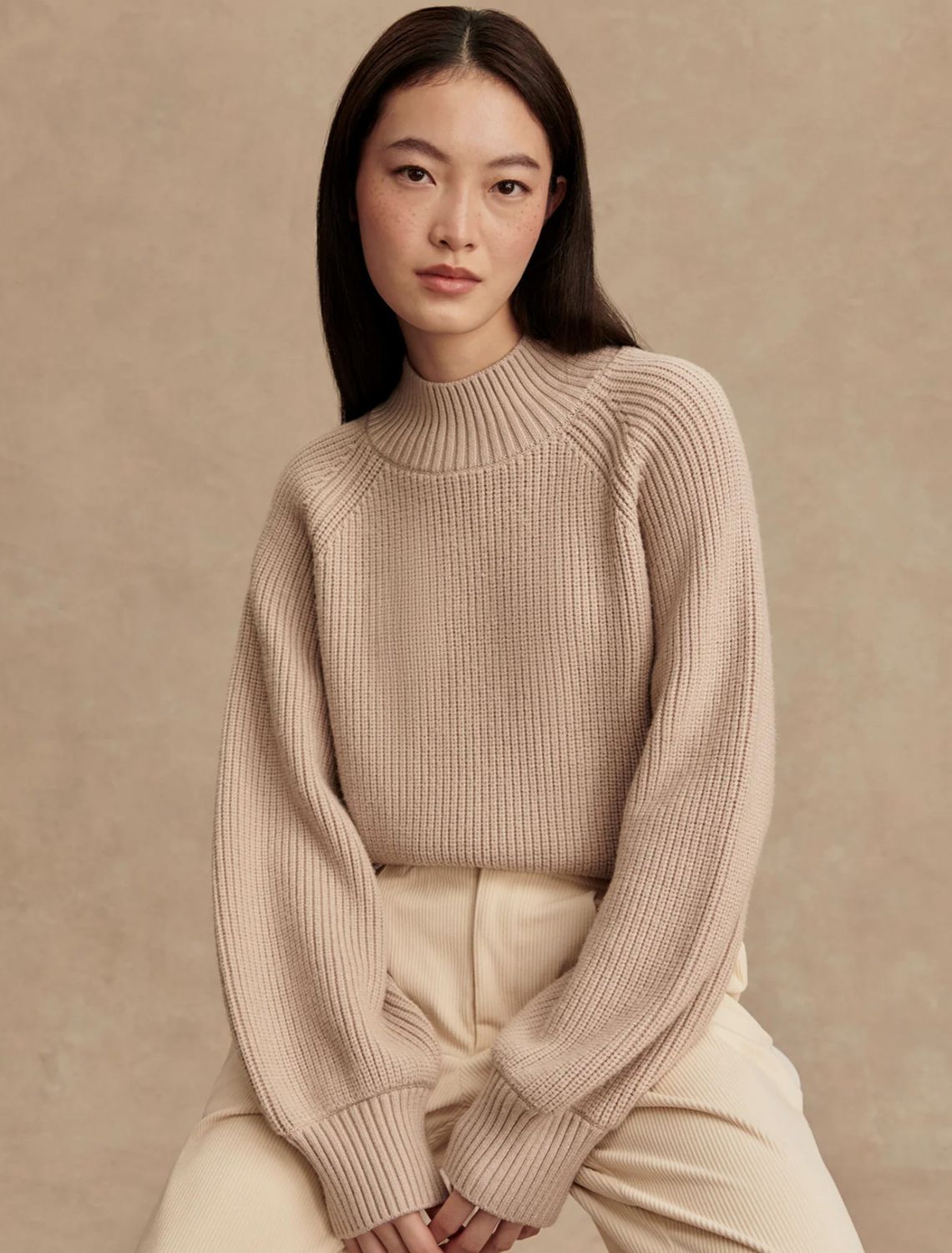 Martina High Rib Knit-Cement