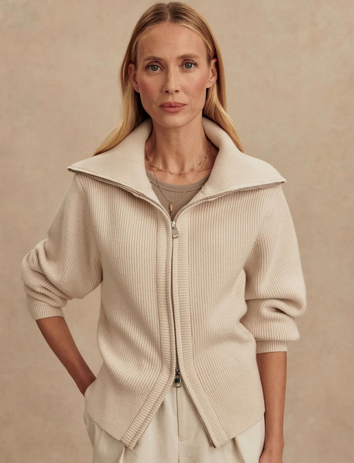 Enrico Knit Jacket- Silver Birch