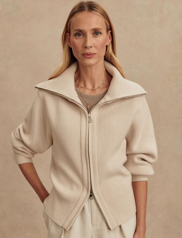 Enrico Knit Jacket- Silver Birch