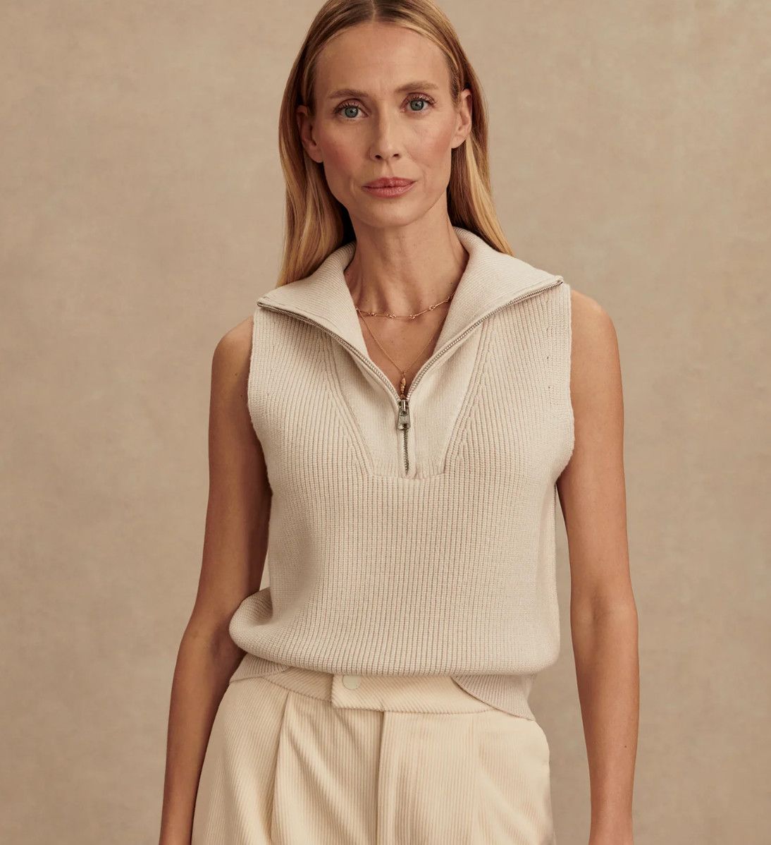 Amina Half Zip- Silver Birch 