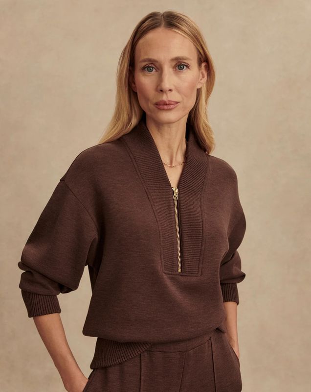 Sally Half Zip- Coffee Bean Marl