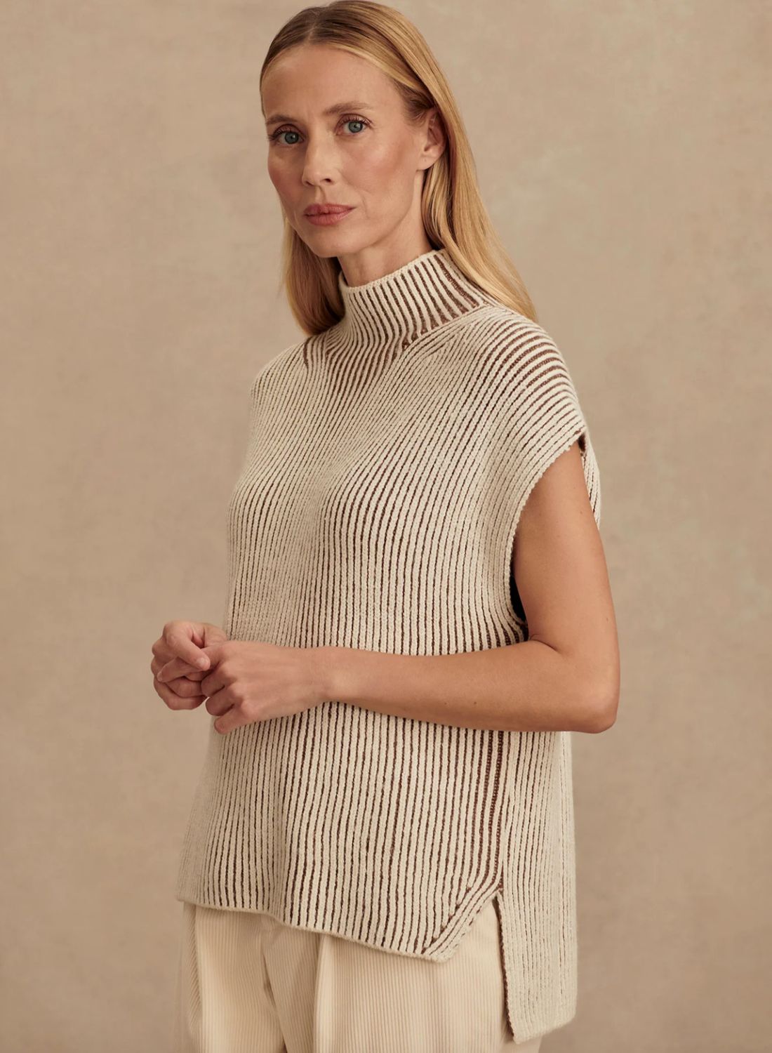 Lauren Plated Knit Tank-Cocoa Dust