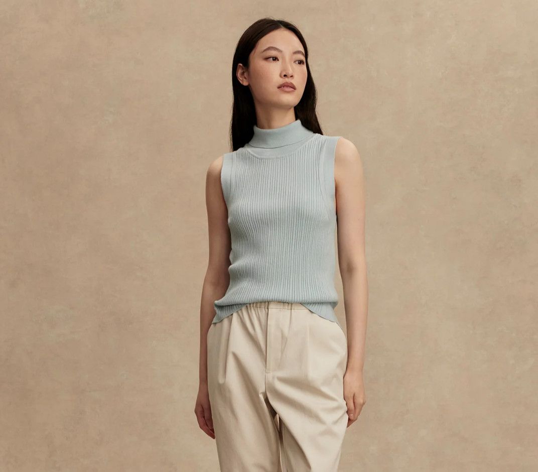 Anastasia Rib Knit Tank-Winter Sky