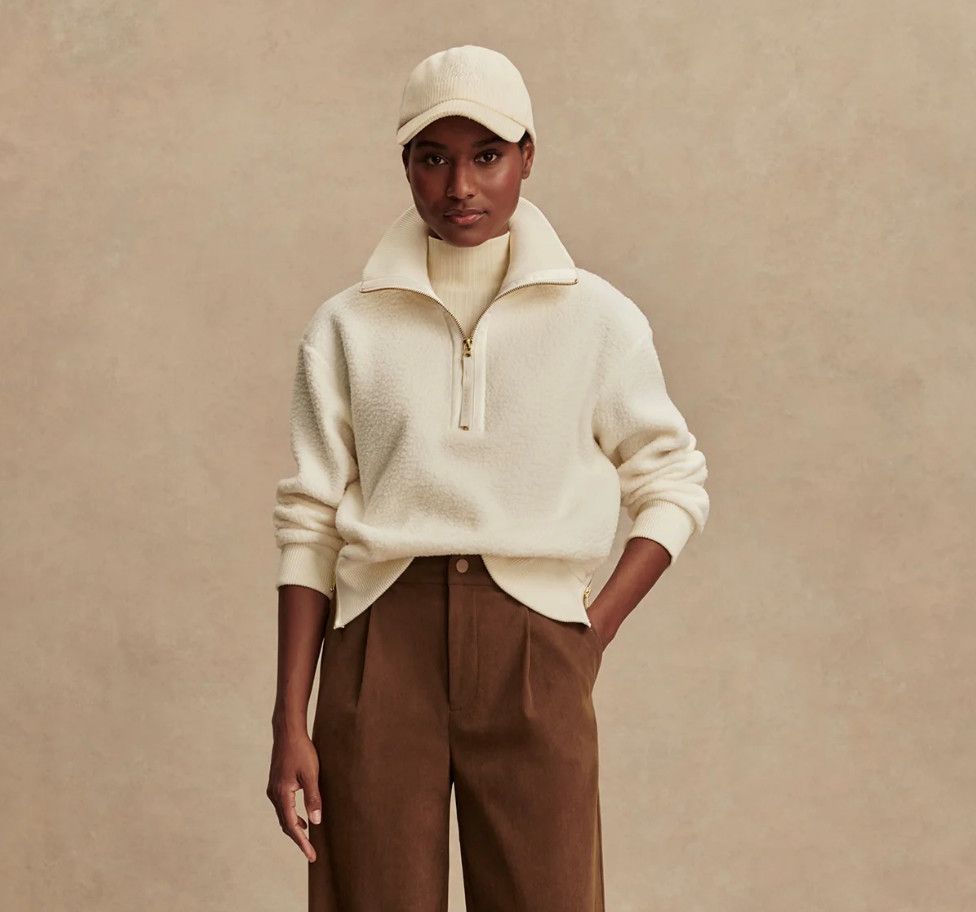 Roselle Half Zip Fleece- Egret