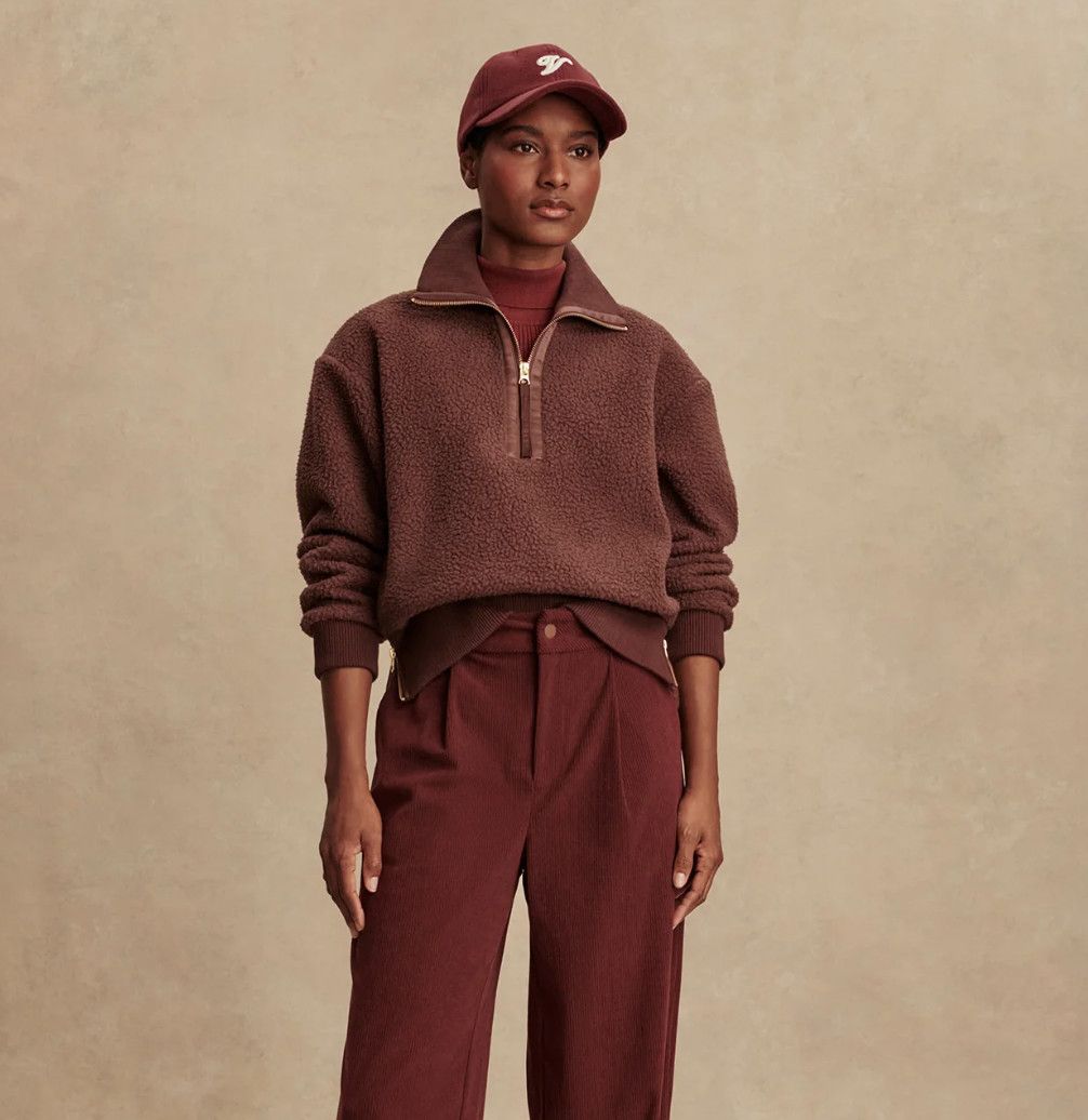 Roselle Half Zip Fleece- Deep Mahogany