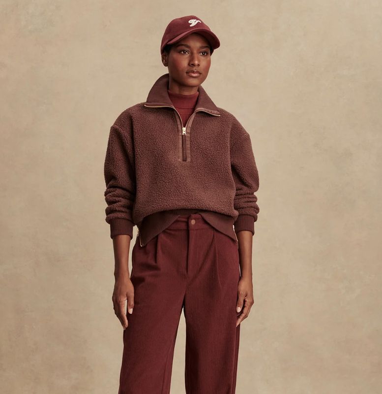 Roselle Half Zip Fleece- Deep Mahogany