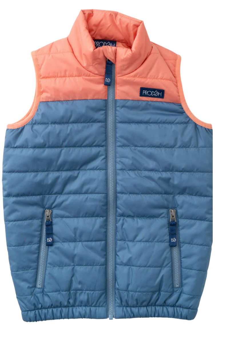Copen Blue Color Block Puffer Vest