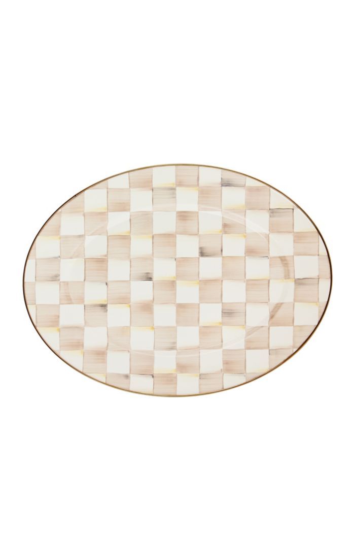 Mocha Check Medium Oval Platter