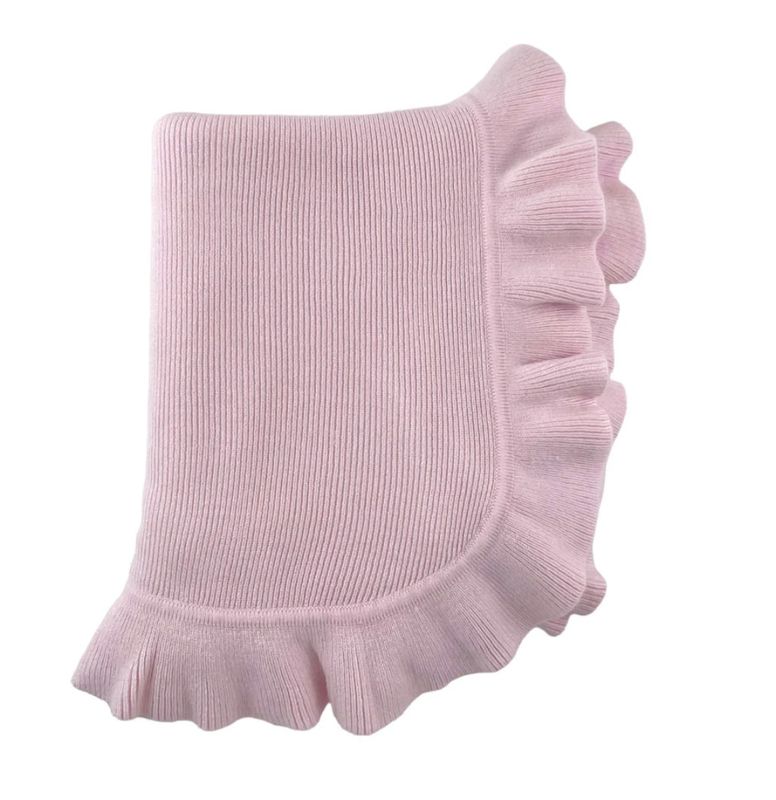 Cashmere Like Ruffle Blanket-Pink