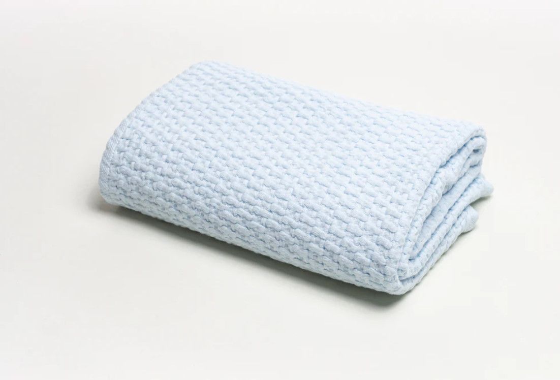 LG 46x36 Stonewashed Basket Weave Blanket Blue
