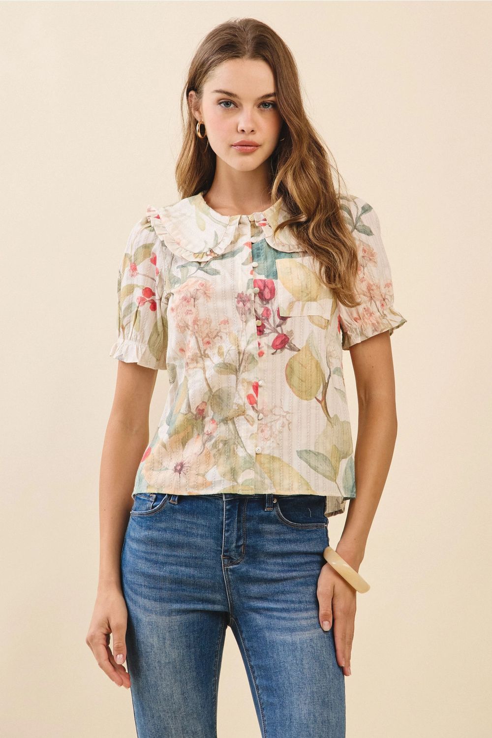 Floral Peter Pan Collared Top