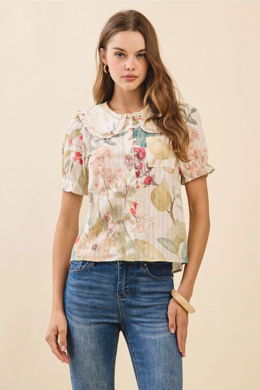 Floral Peter Pan Collared Top