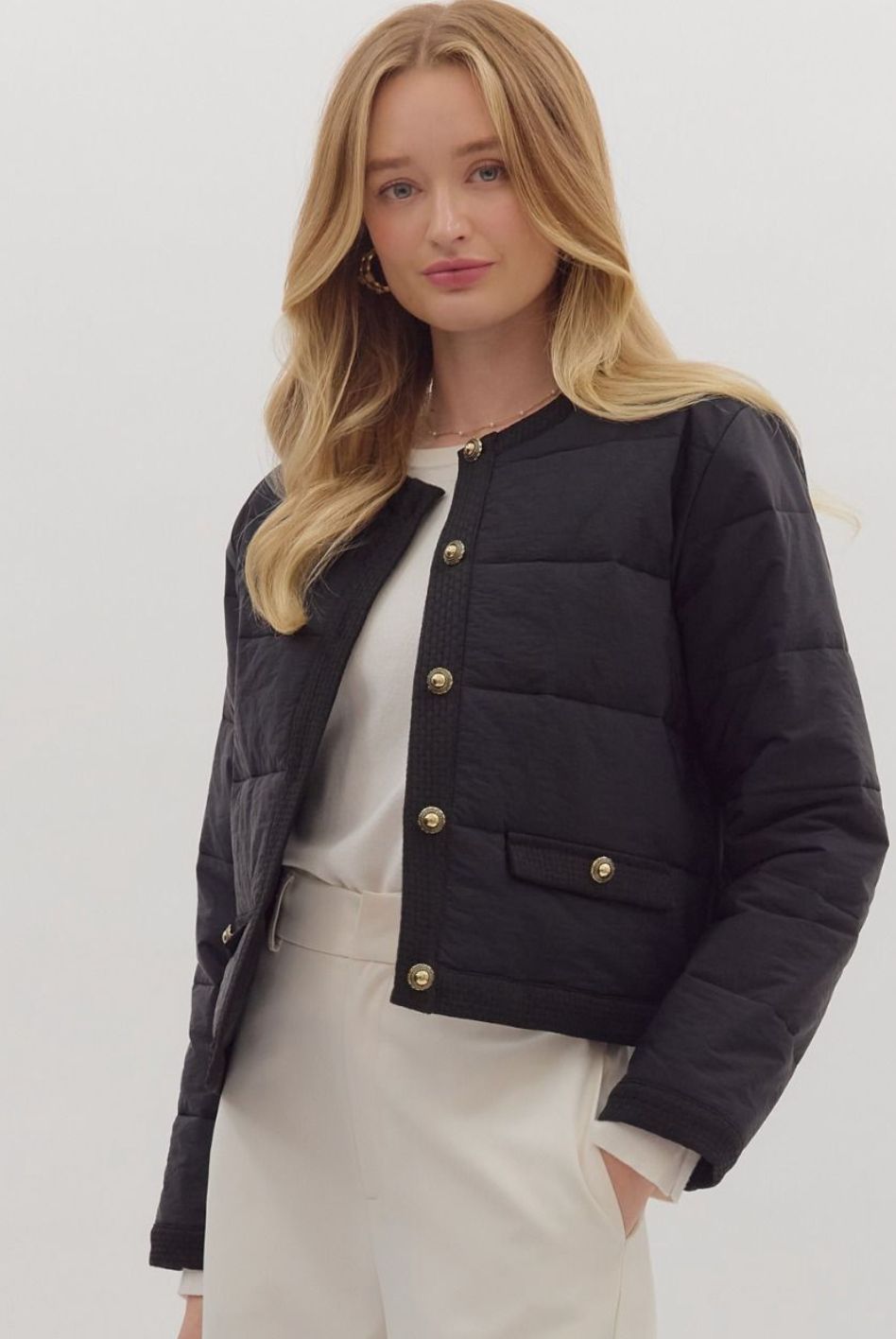 Black Bomber with Gold Buttons