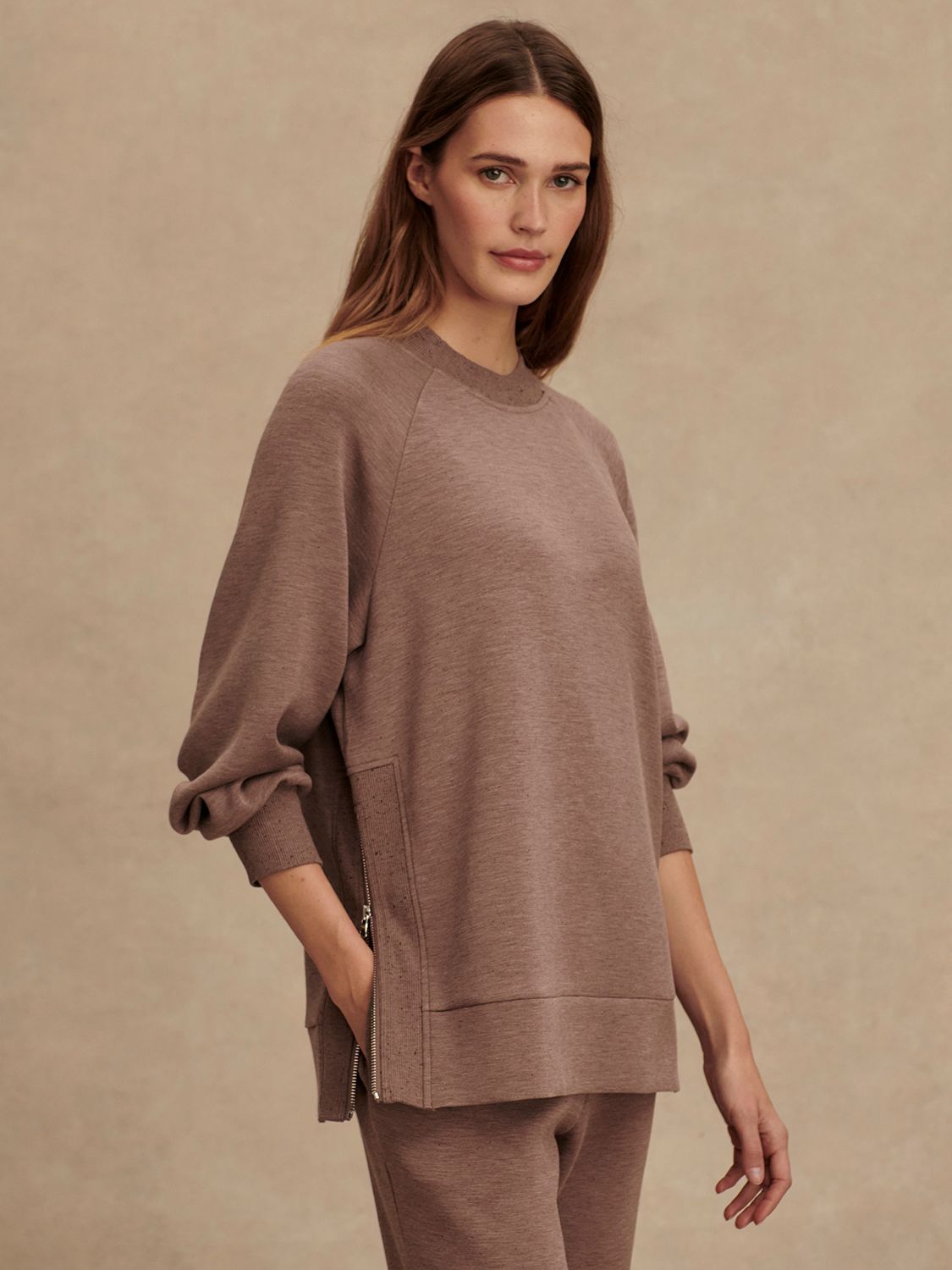 Nicole Boyfriend Sweat- Deep Taupe Marl Fleck