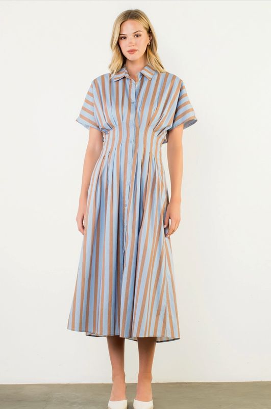 Striped Button Up Maxi Dress