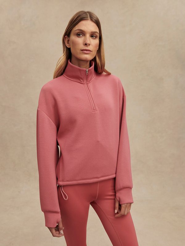 Sian Cropped Half Zip Sweat- Mauvewood
