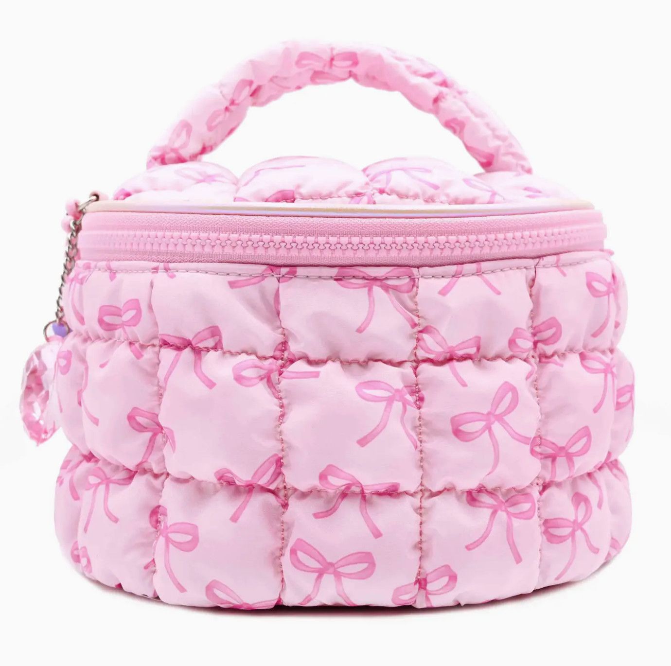 Bow Print Quilted Scrunchies Round Glam Bag