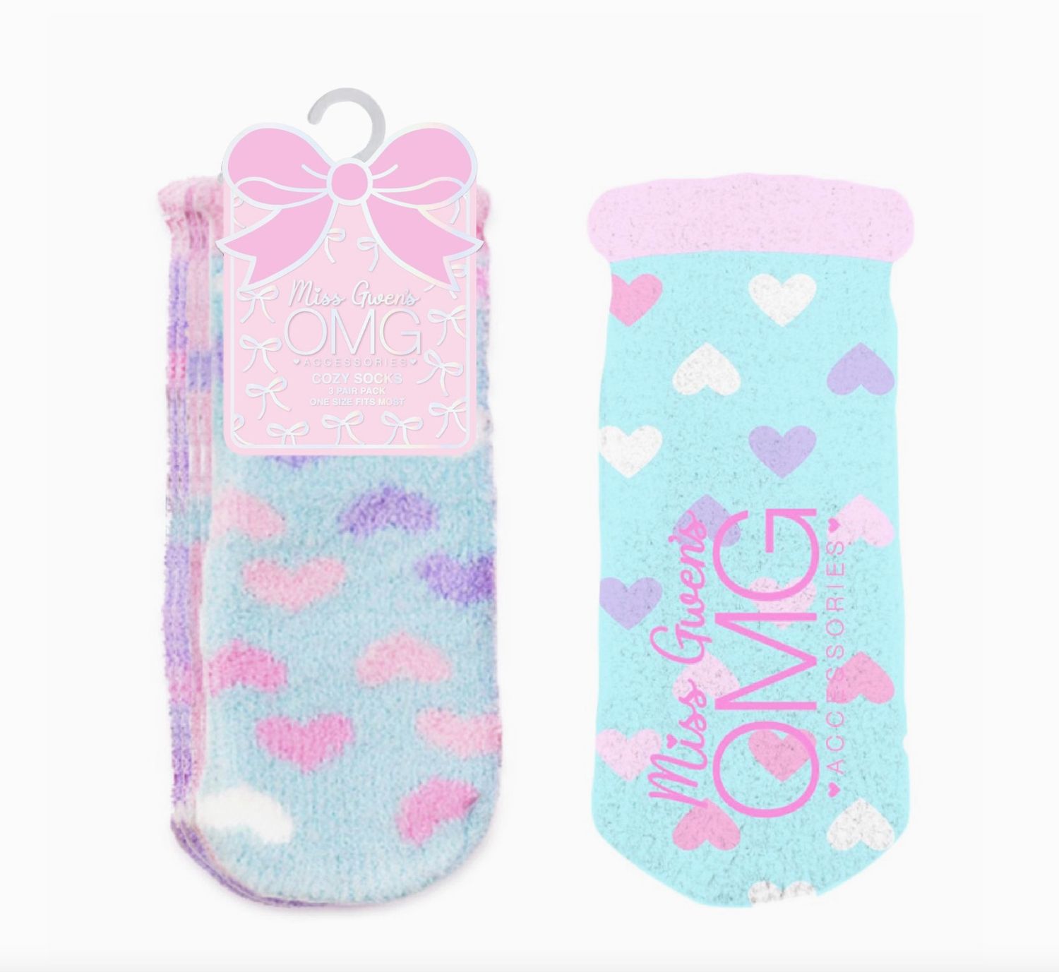 Heart Print 3 Pack Cozy Socks Set