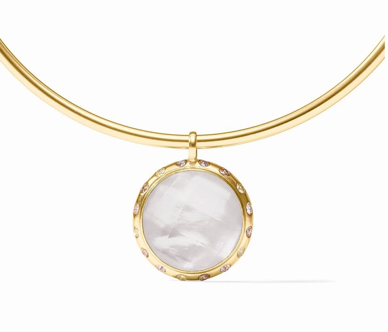 Rainbow Statement Necklace Iridescent Clear Crystal