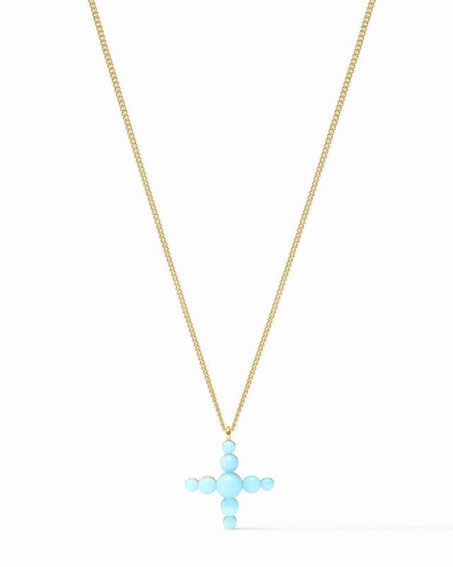 Gumdrop Cross Delicate Necklace Powder Blue