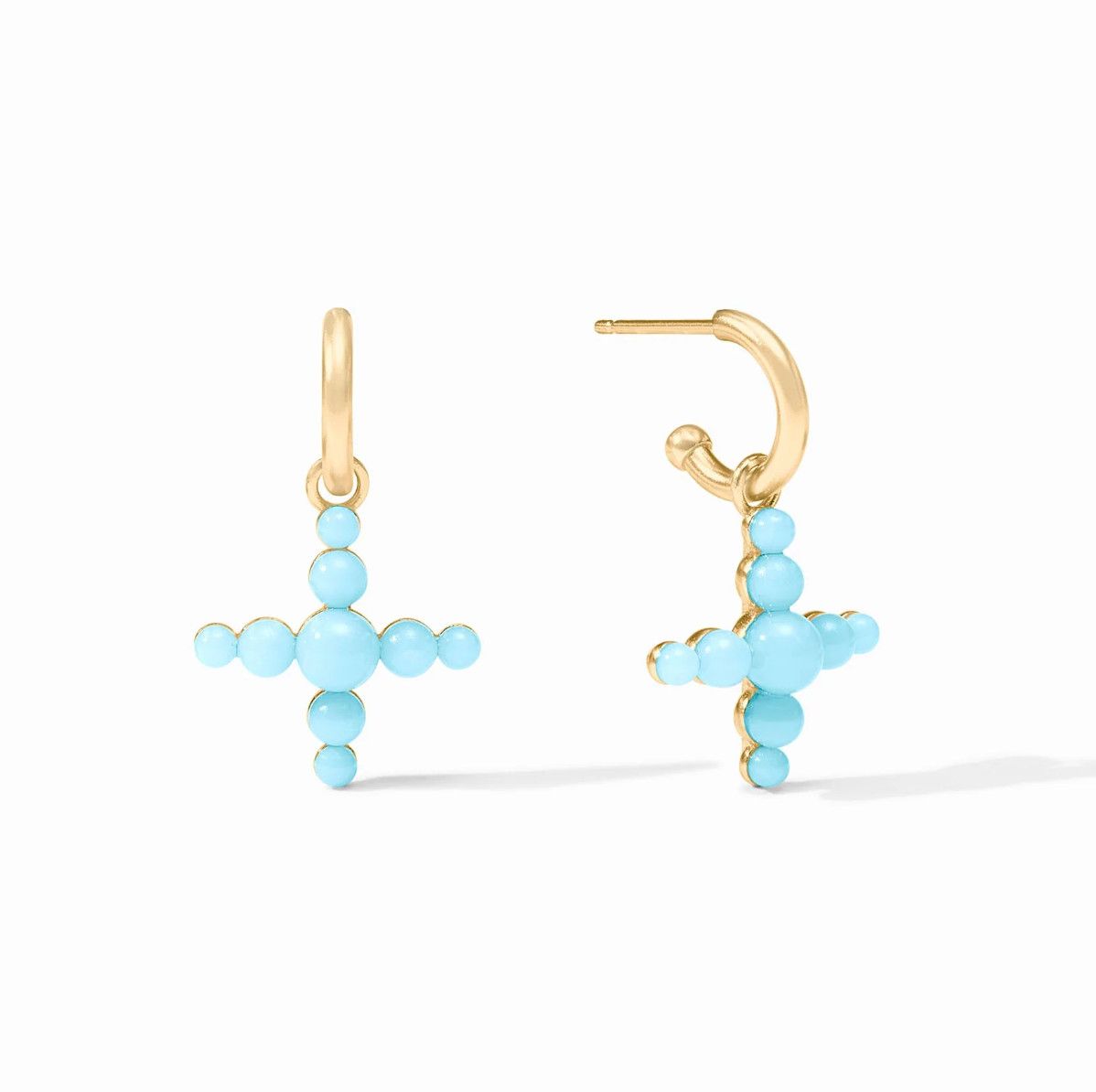 Gumdrop Cross Hoop &amp; Charm Earring Powder Blue