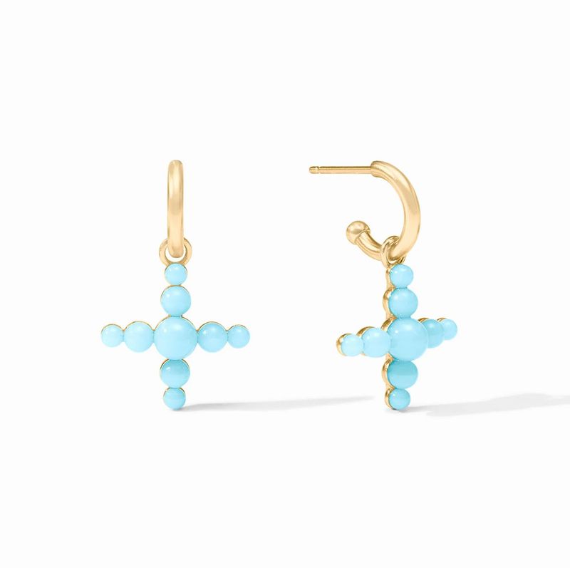Gumdrop Cross Hoop &amp; Charm Earring Powder Blue
