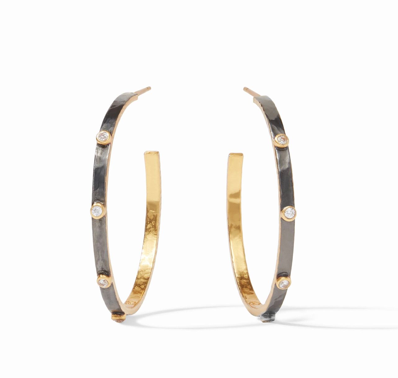 JV Crescent Stone Hoop Mixed Metal Cubic Zirconia- Large
