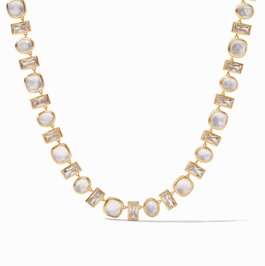 JV Antonia Tennis Necklace- Iridescent Clear Crystal