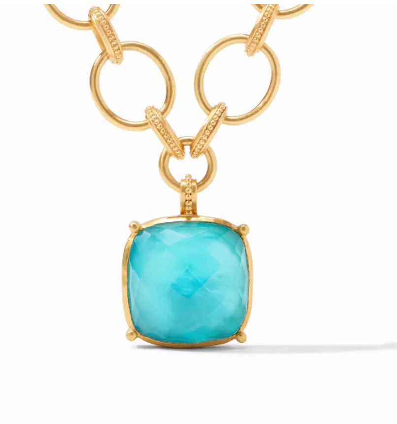 JV Antonia Statement Necklace Gold Iridescent Bahamian Blue